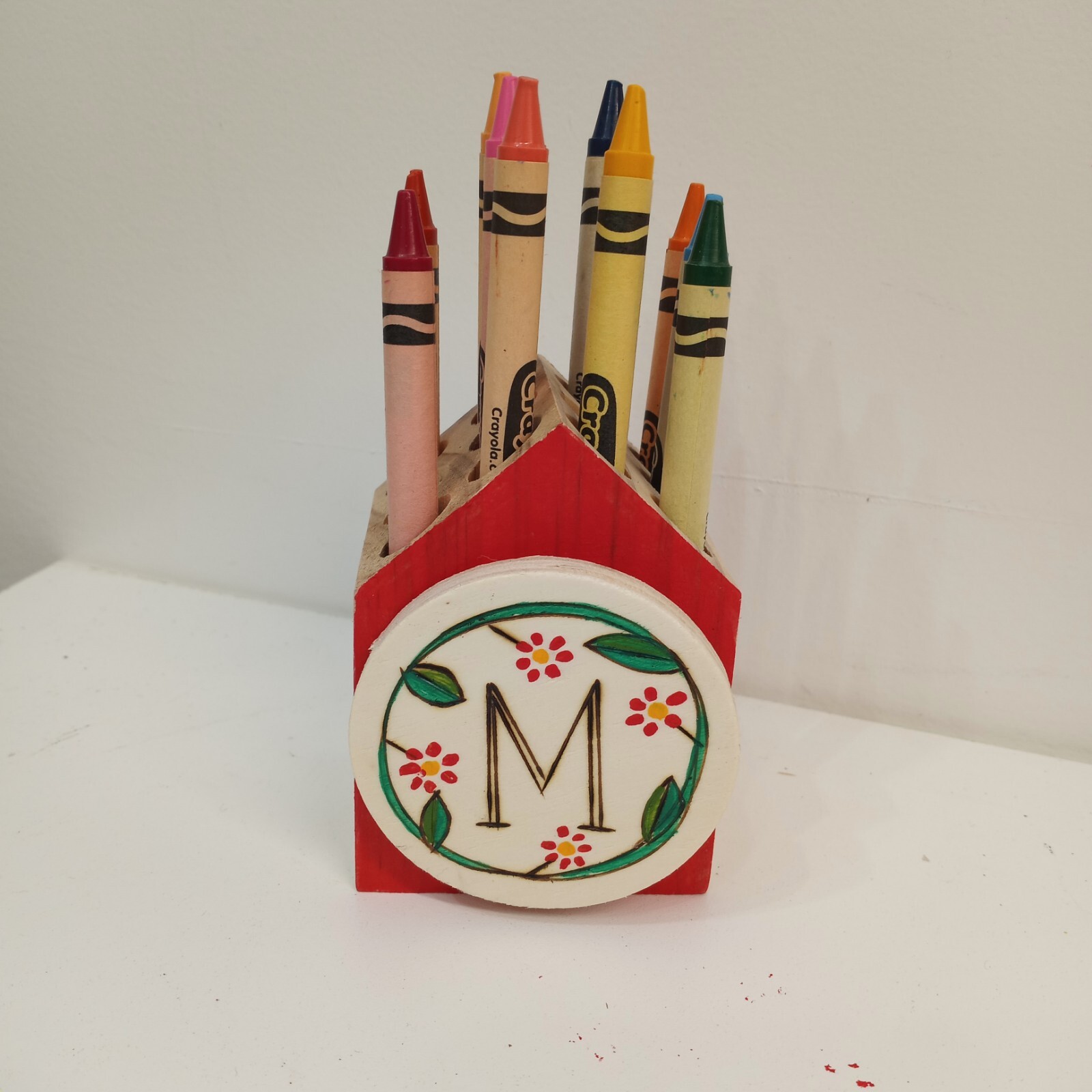 Personalized Wood Burned Crayon Or Pencil Holder. Unique Gift 