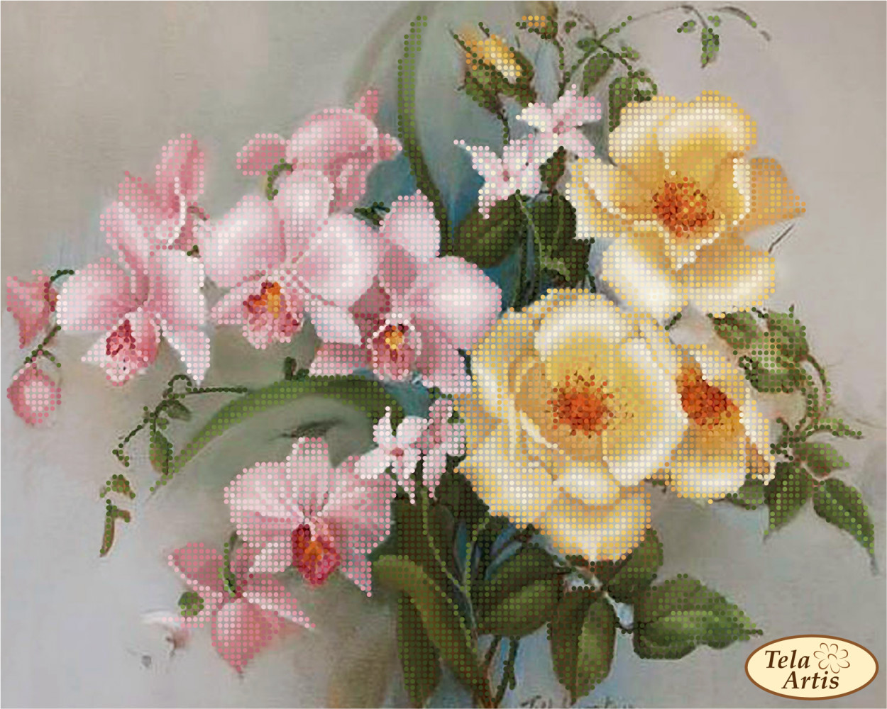 DIY Bead Embroidery Kit Roses and orchids Flower Bouquet Craft Art Unique Gift