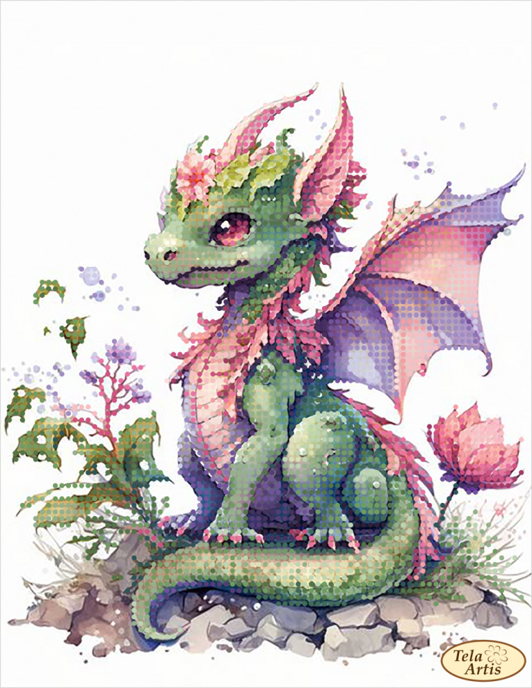DIY Bead Embroidery Kit Fairy dragon Fairytale Style Craft Art Unique Gift