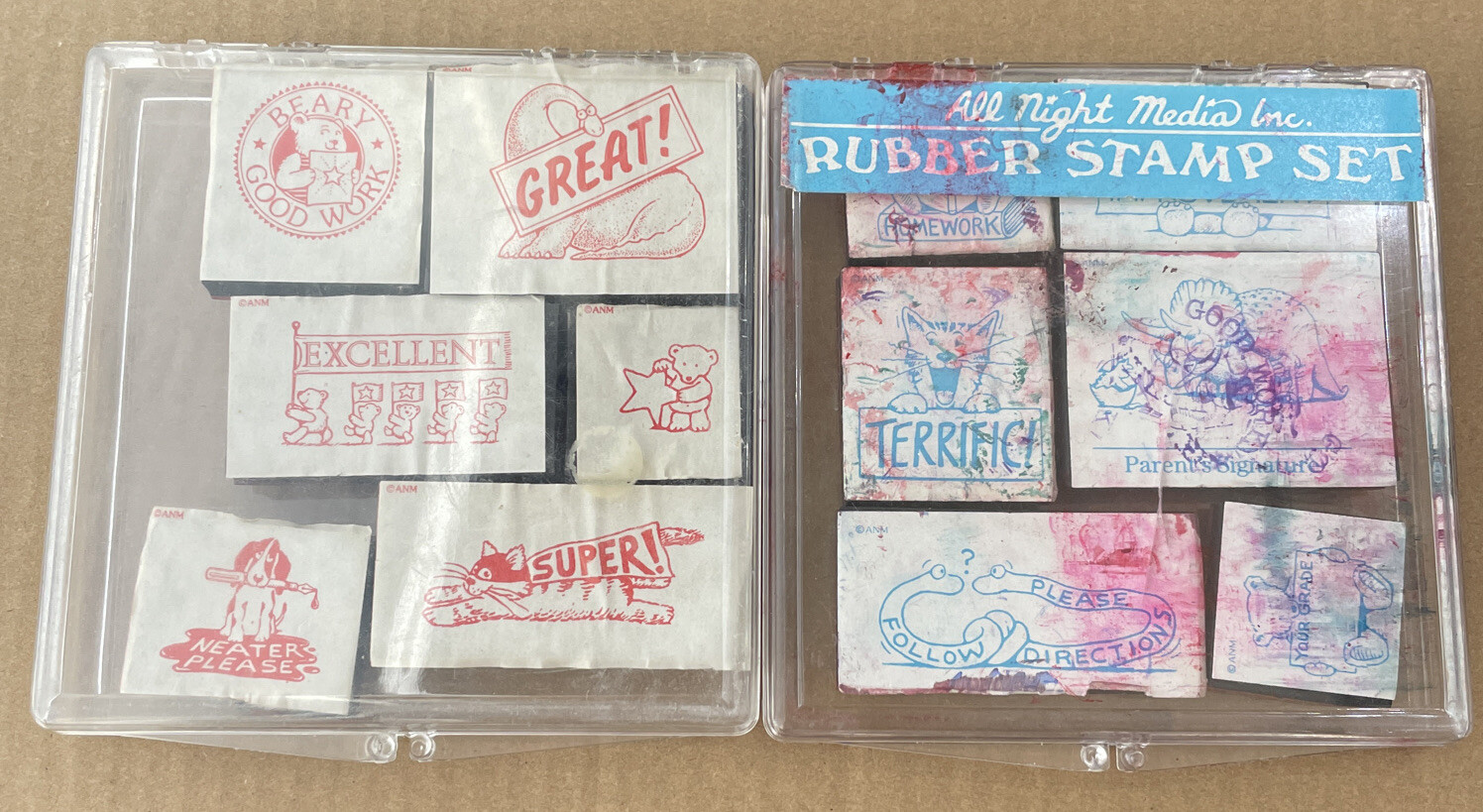 Teacher Vintage  Cat Dinosaur Dog Bear Snake  Bunny Stamps F Unique Gift Card