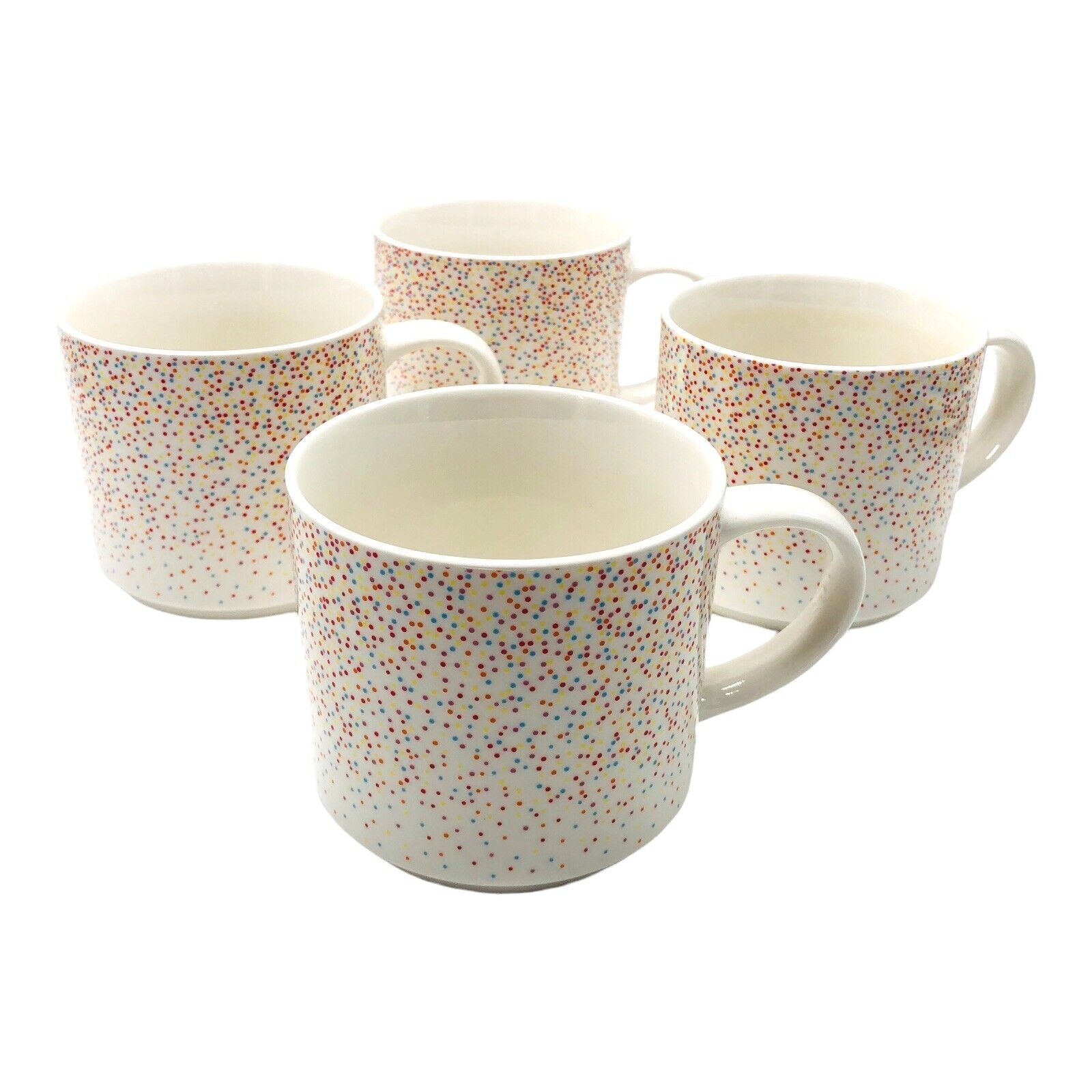 ELUM HOME Designs CONFETTI Polka Dot Coffee Mugs Dorm Gift Housewarming Set Of 4