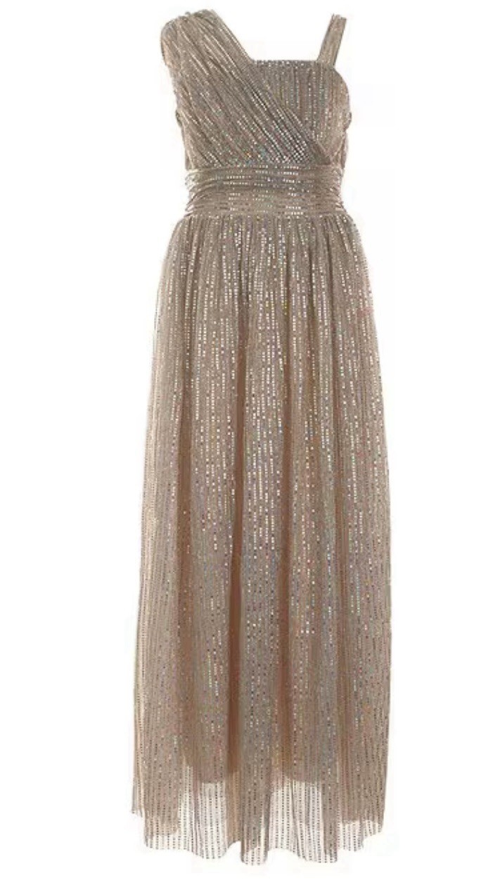 Nikie Lew Elegant big girl one shoulder sequin long dress size 16