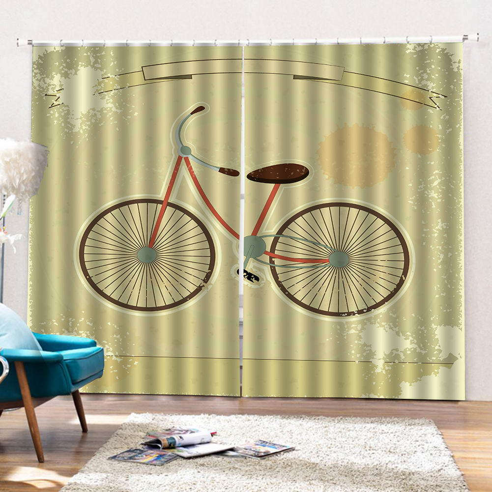A Person's Bike Trip 3D Curtain Blockout Photo Printing Curtains Drape Fabric