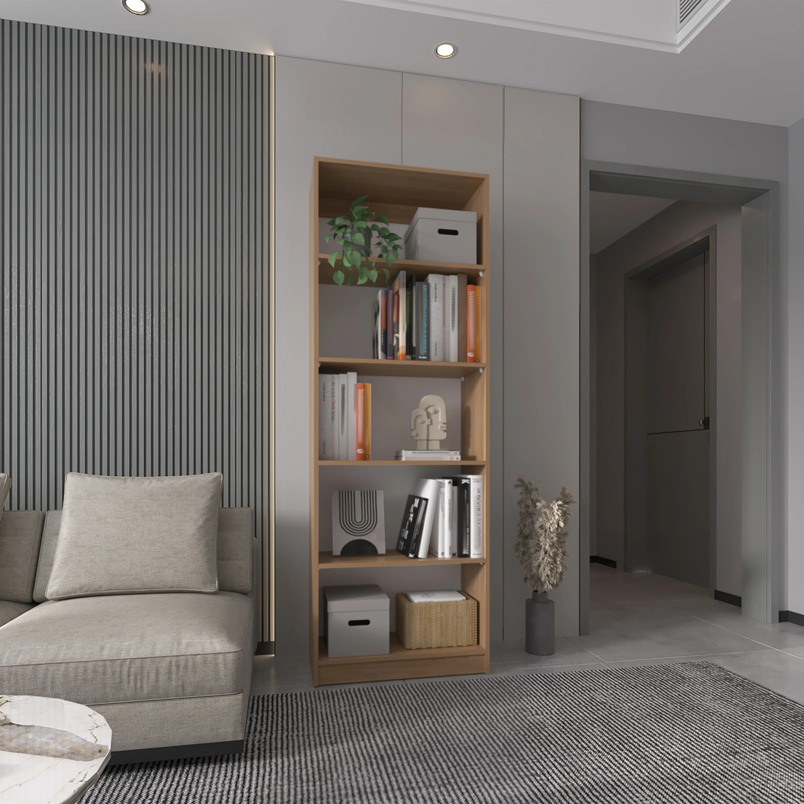 Modern 4-Tier Bookcase: Stylish Storage for Books & Decor