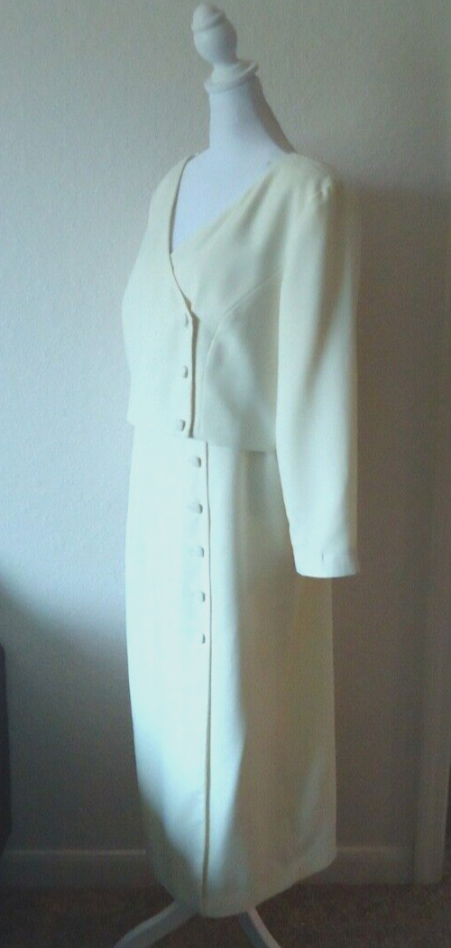 Vintage 80s Liz Claiborne  Gorgeus Elegant Women's Ivory Dress Jacket Size-16