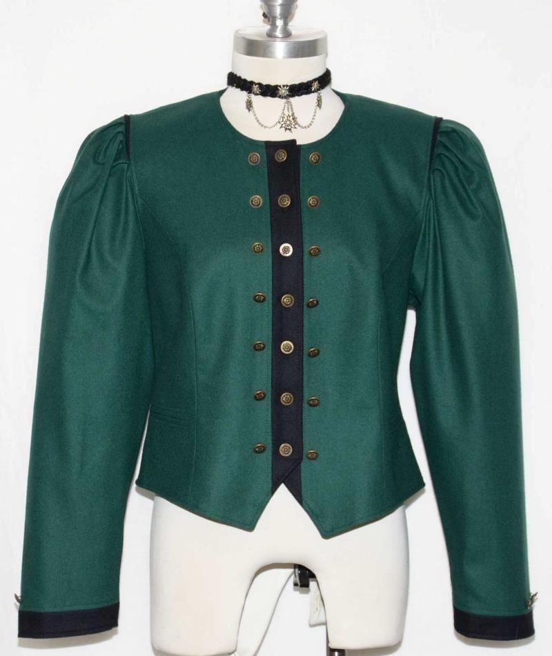 GREEN ~ WOOL Austria Women ELEGANT & CLASSY Winter Dress JACKET Blouse Eu 40 8 S