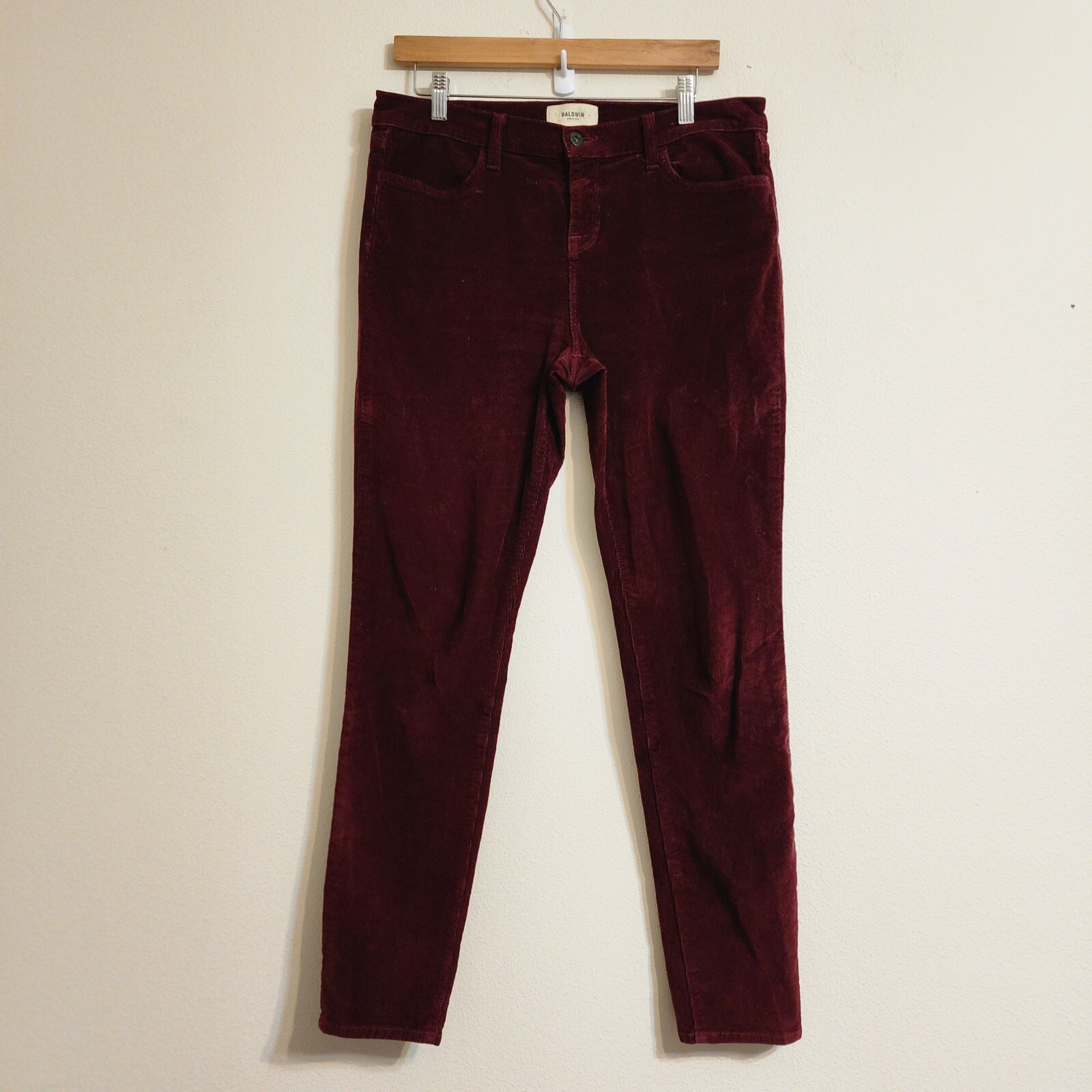 Baldwin Kansas City Sophia Mid Rise Skinny Stretch Corduray Red Jeans 30/33x28.5