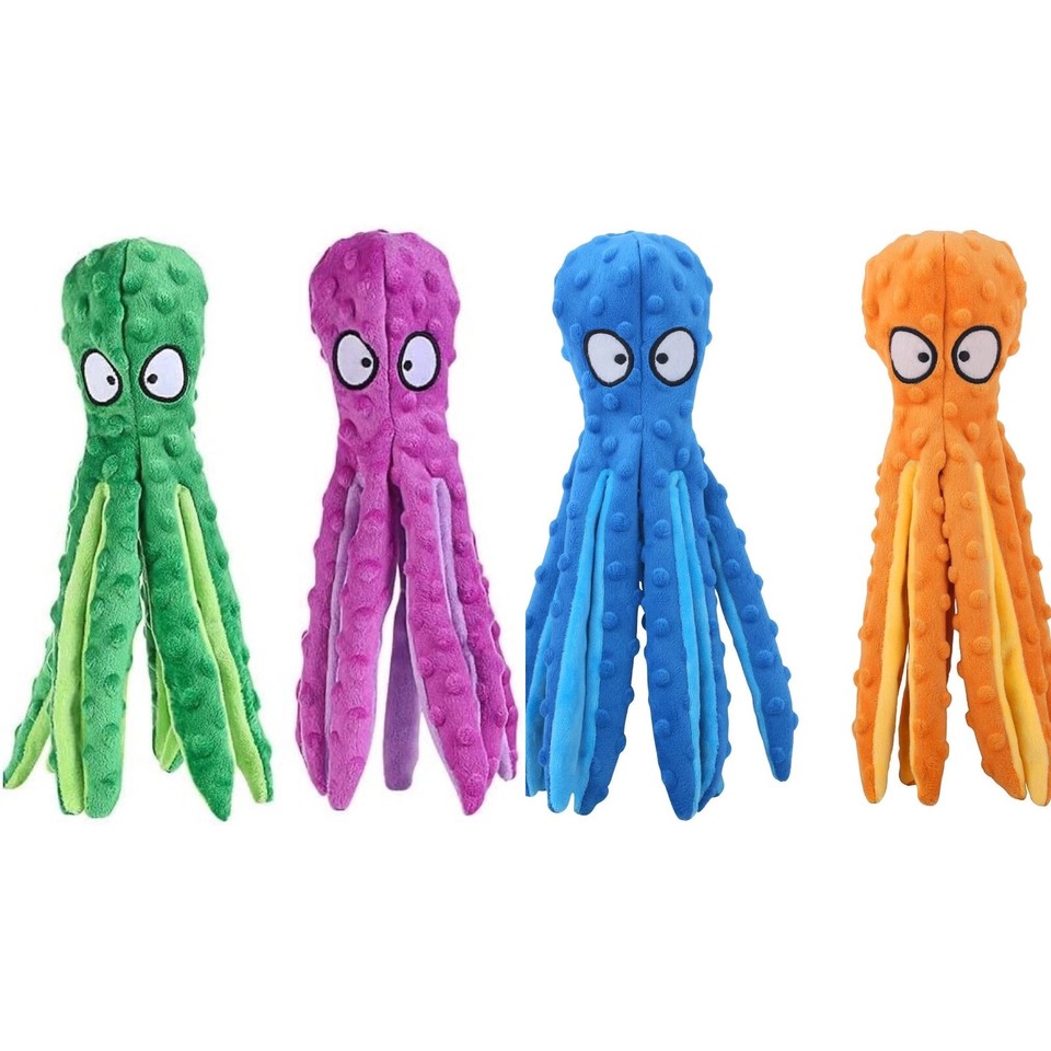 Laytek Squeaky Octopus Dog Toys for All Sizes Dogs, Crinkle Paper Plush Dog Toy