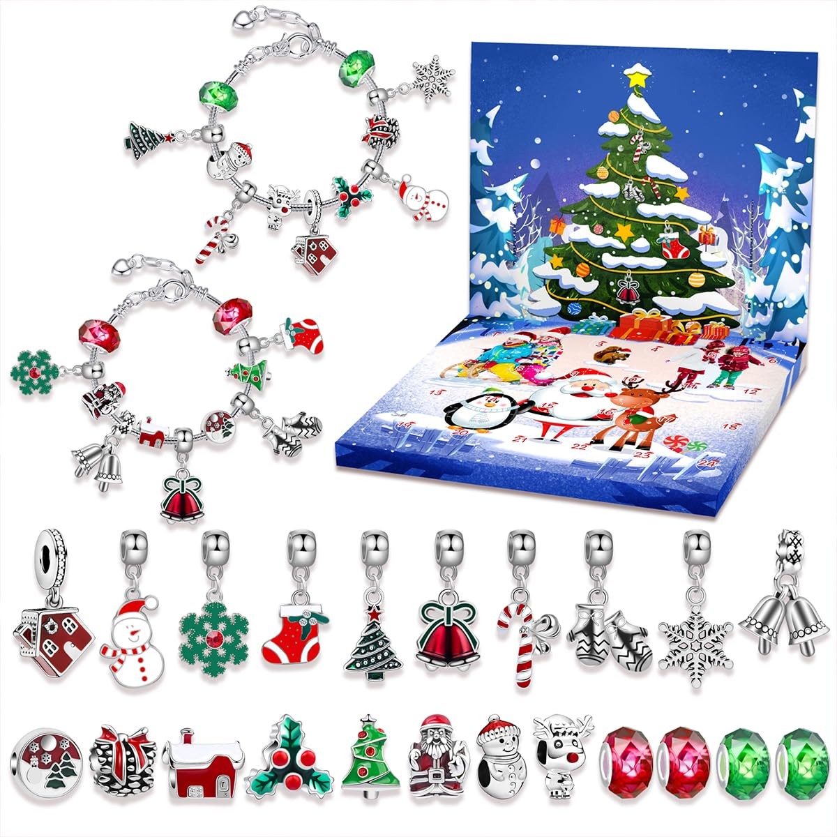 Charm Bracelet Advent Calendar 2024 24 Days Christmas Countdown Calendar with...