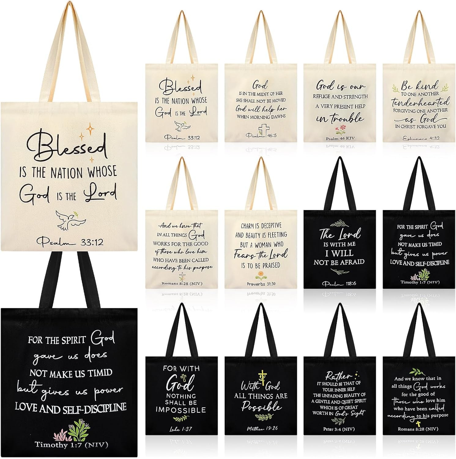 12 Pcs Christian Gift Bags for Women Bible Verse Tote Inspirational... 