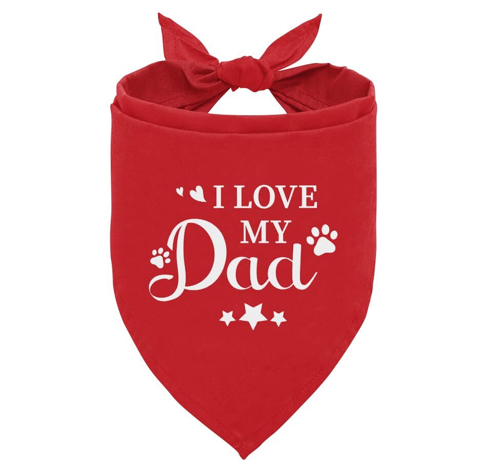 I Love My Dad Dog Bandana Funny Pet Scarf Triangle Bib Photo Prop Accessory