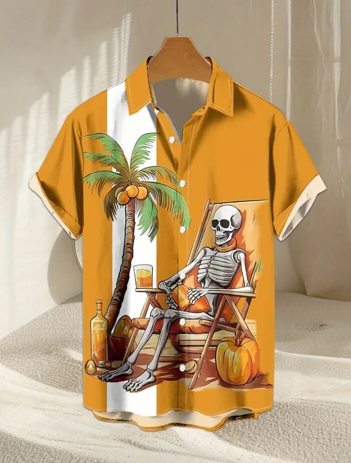 Men'S Novelty Lapel Collar Shirt, Casual Style,