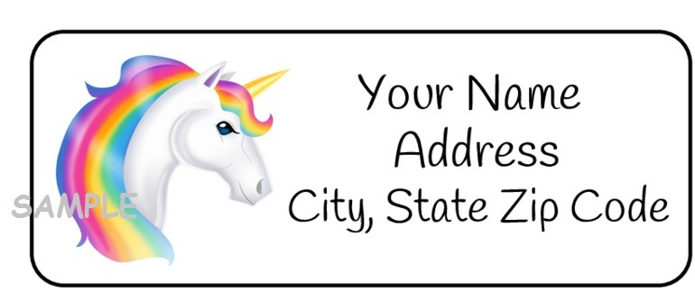 30 Personalized Rainbow Unicorn return address labels,stickers,tags,gifts