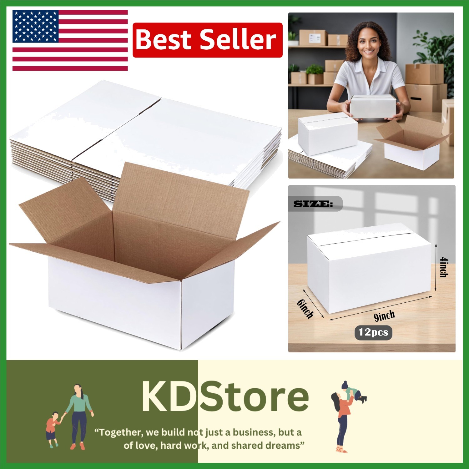 12-Pack 9x6x4 White Corrugated Shipping Boxes – Ideal for Small Business & Gifts