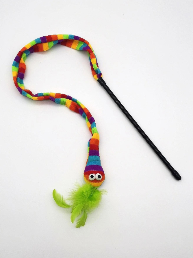 1pc Colorful Snake-Shaped Cat Teaser Wand - Interactive Pet Toy - NEW