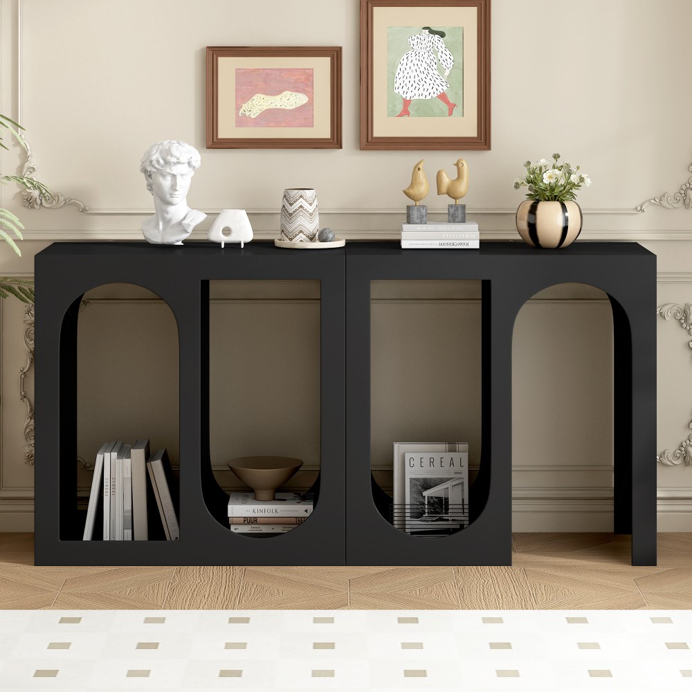 Console Table – Rectangular with Curved Interior Design for Study & Living Room