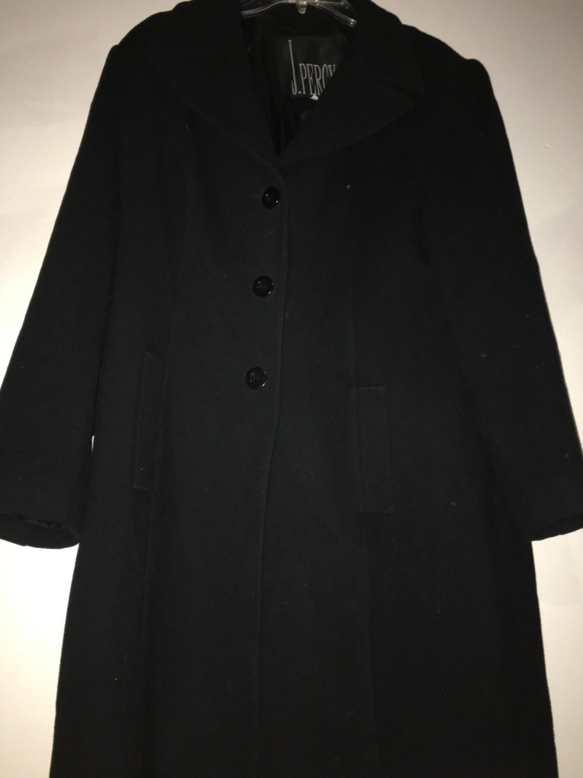 J. Percy Size L 100% Wool Black Formal Winter Coat Jacket Women Stylish RN 73209