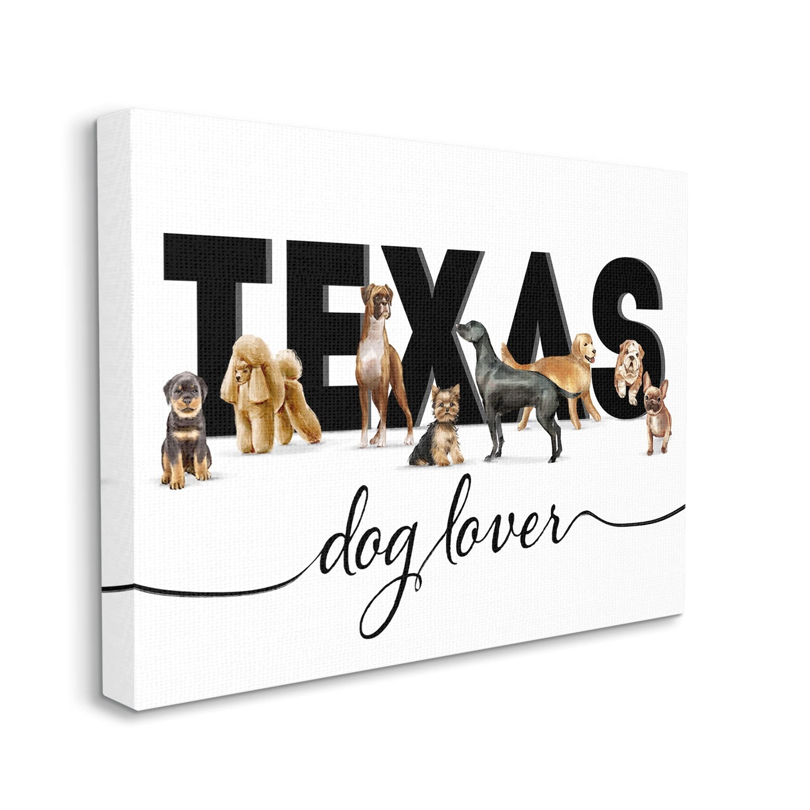 Family Pets Canvas Wall Art - Texas Theme for Dog Lovers Home Decor