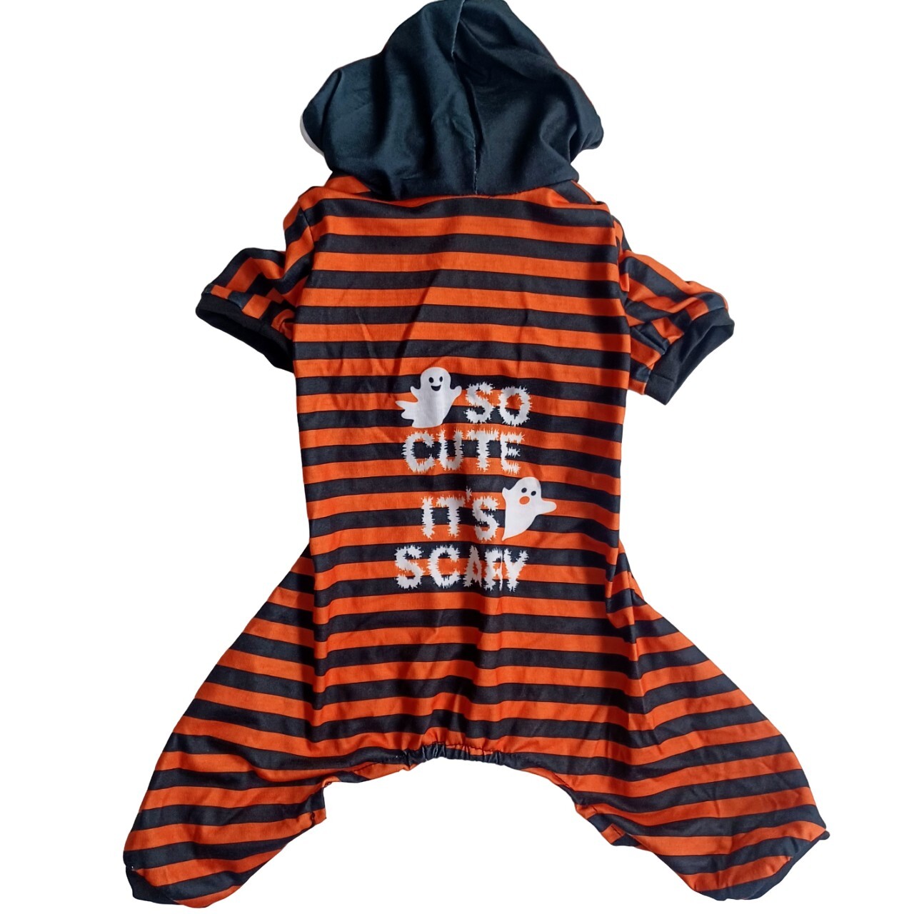 Dog Halloween Pajama NEW Small Fits Pets 6-10 Pounds Orange/Black -(1) Piece