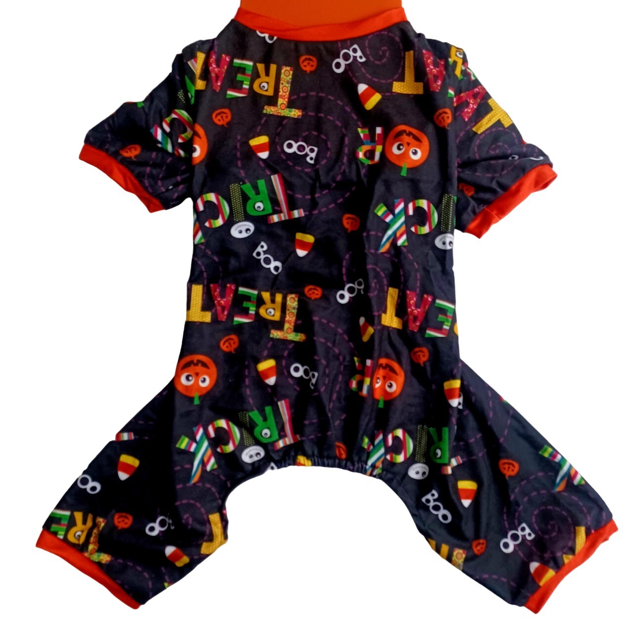 Dog Halloween Pajamas NEW Medium Fits Pets 10-19 Pounds Trick Or Treat -Stretch 