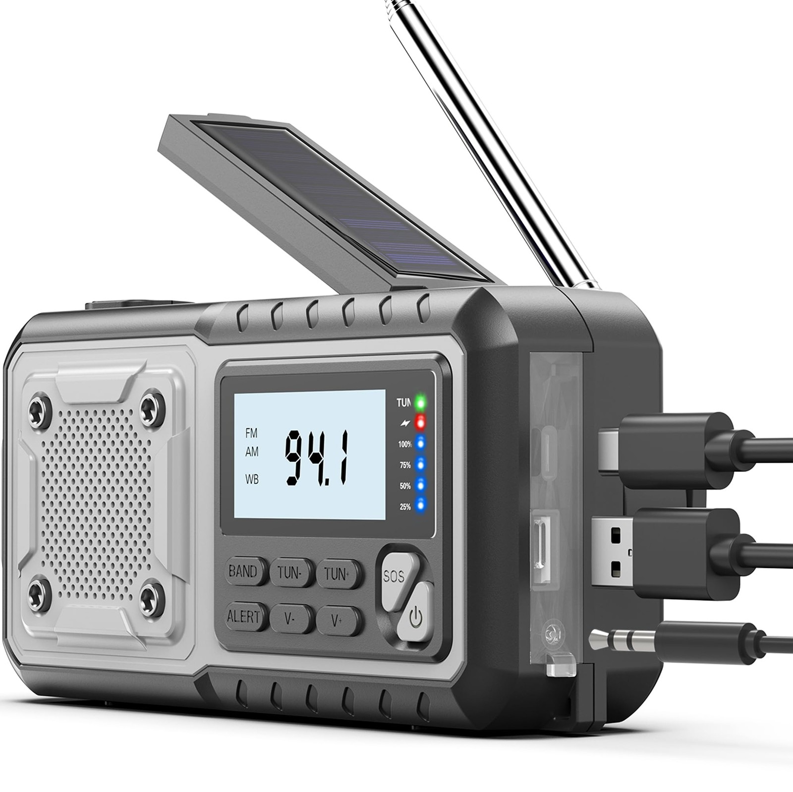 Radio Solar Crank 5000mAh NOAA AM FM Flashlight Cool Gadget