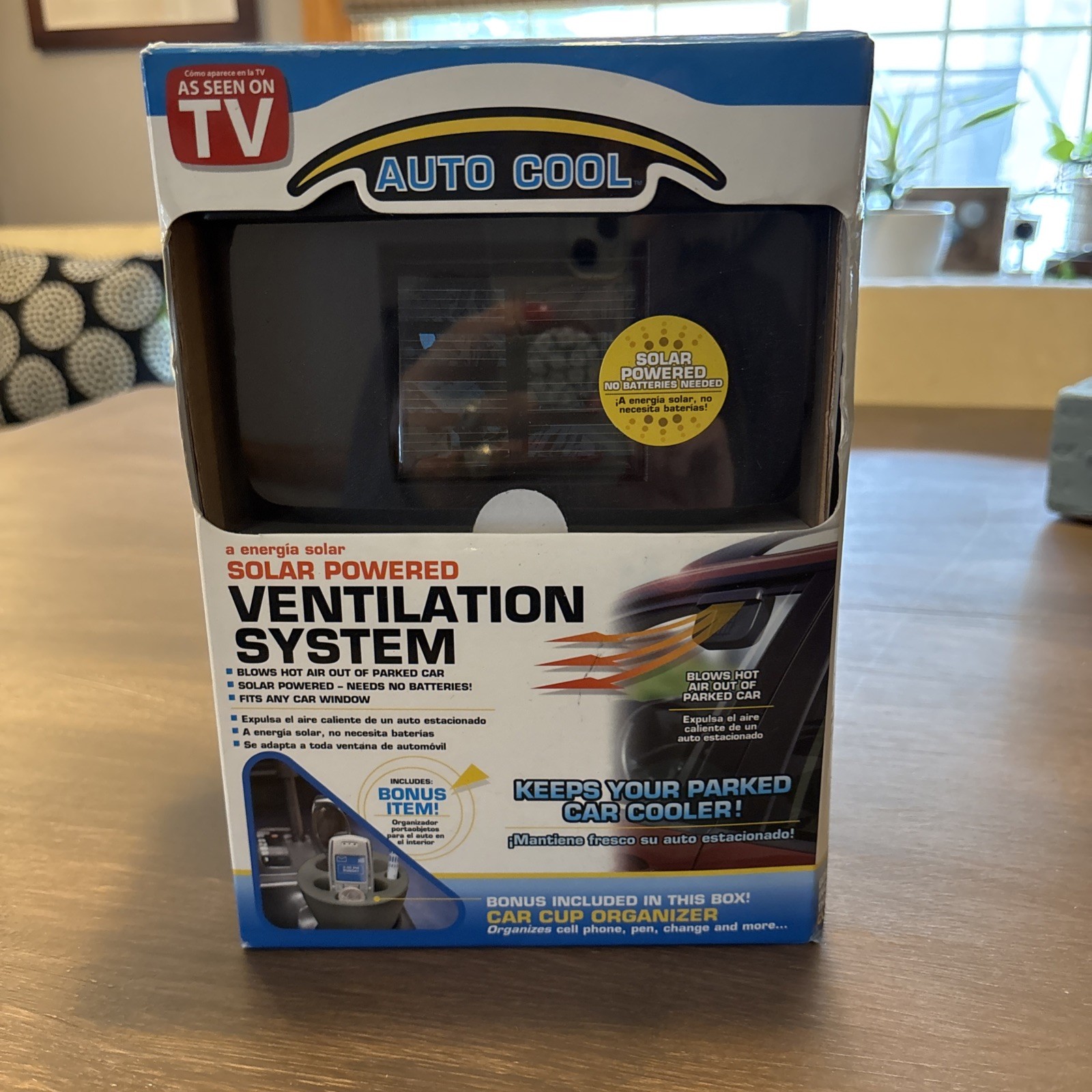 Auto Cool Solar Powered Ventilation System As Seen TV Bonus Car Cup Organize NIB