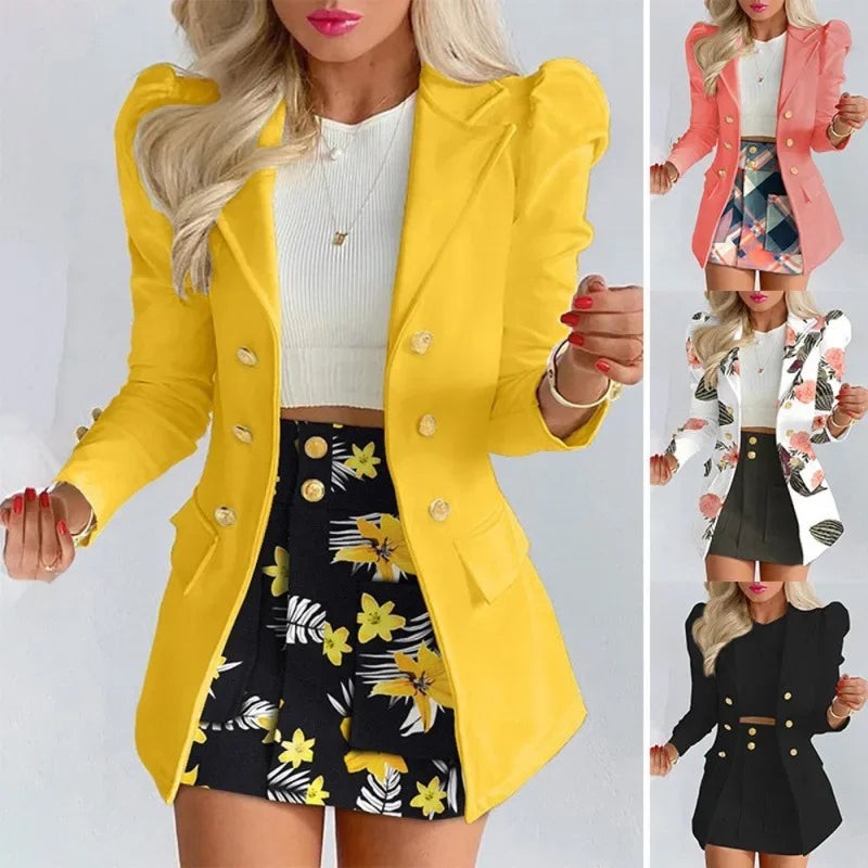 Spring Autumn New Women's Fashion Mini Dress Set Plaid Printing Elegant Casual