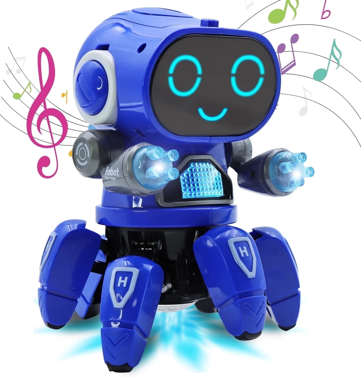 Intelligent Dancing Robot Toy with Lights and Music for Kids Ages 3-12, ,Blue