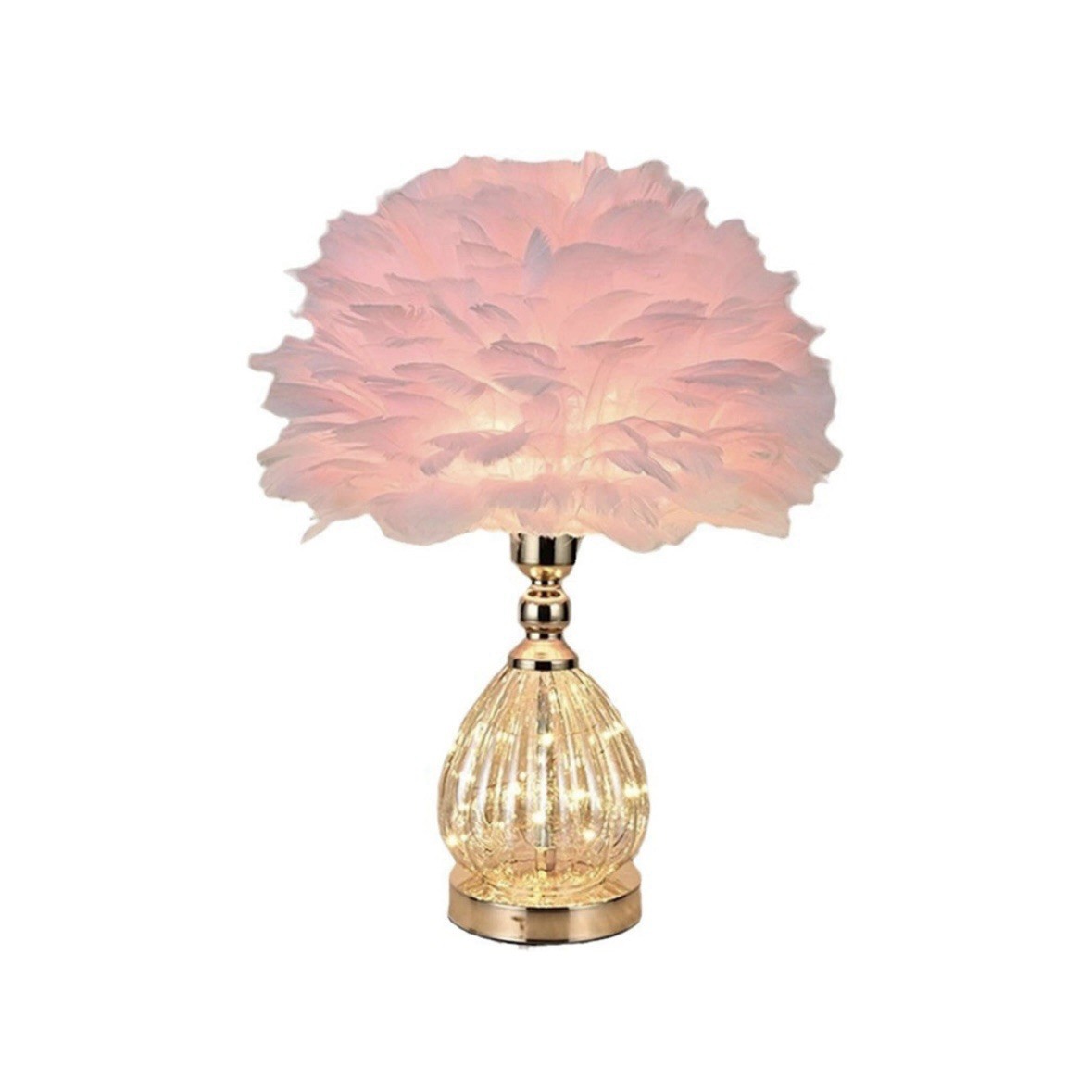 Luxury Feather Table Lamp, Elegant Gift Ready Home Decor with 3 Lighting Modes