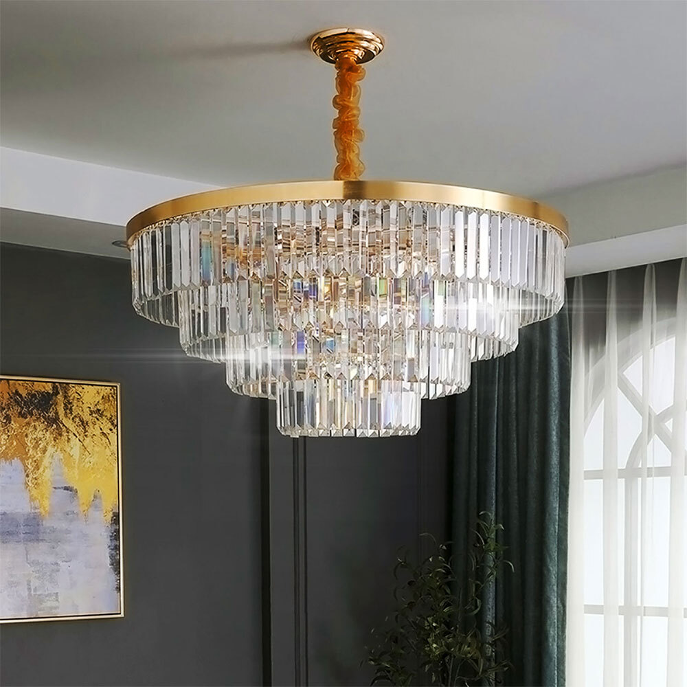23.6" K9 Crystal Chandelier Luxury Pendant Lamp Ceiling Fixtures Home Lighting