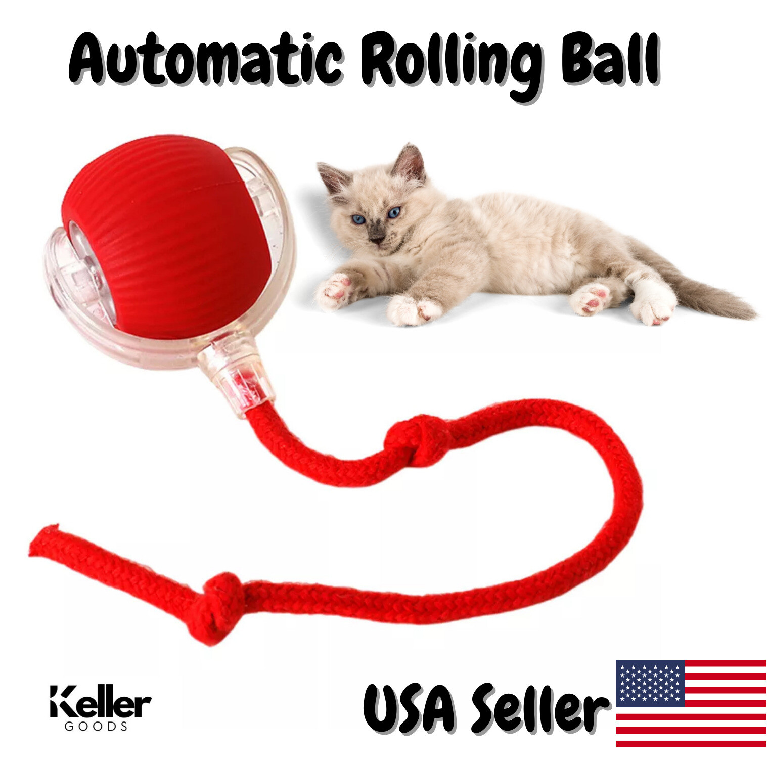 Automatic Rolling Ball Smart Cat Dog Toy Electric Pet Self-Moving Kitten (RED)