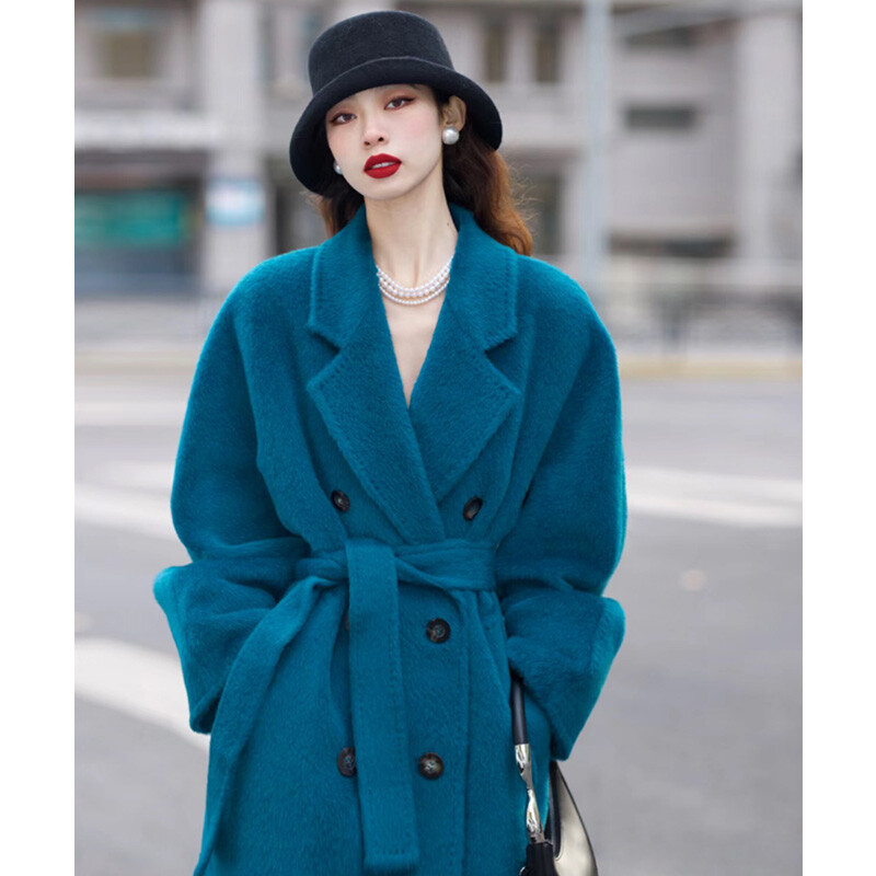 Cashmere Coat Jacket Womens Long Wool Coat Stylish Cashmere Double Breasted Coat