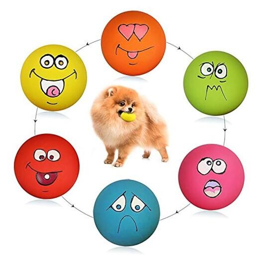 Smile Face Dog Squeaky Toys Soft Latex Squeak Balls for Puppy Small Pet Dogs 6 