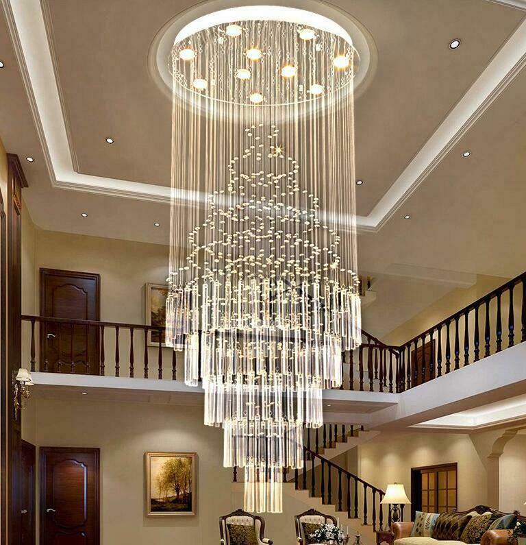 LED crystal Villa stair chandelier living Room luxury ceiling lamp stair Light