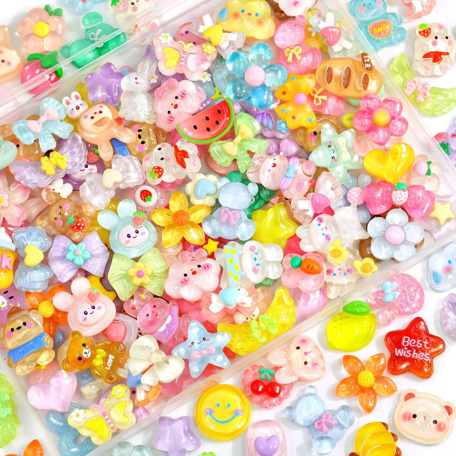 60Pcs Mixed Colors Charms Assorted Cute Jelly Embellishments Bulk, Random Kawaii