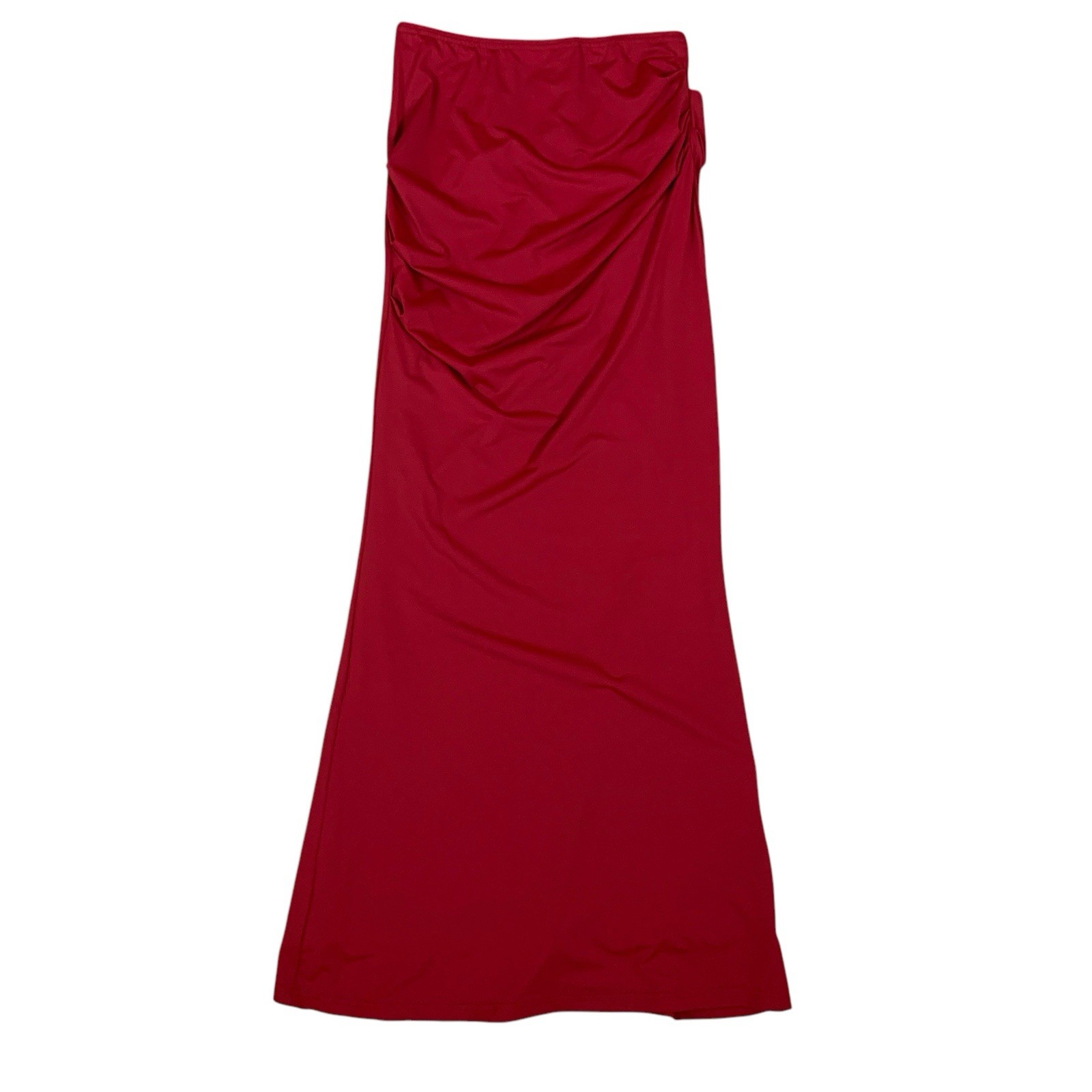 Runaway The Label Strapless Red Ruched Maxi Dress XS Sleek Formal Evening Look