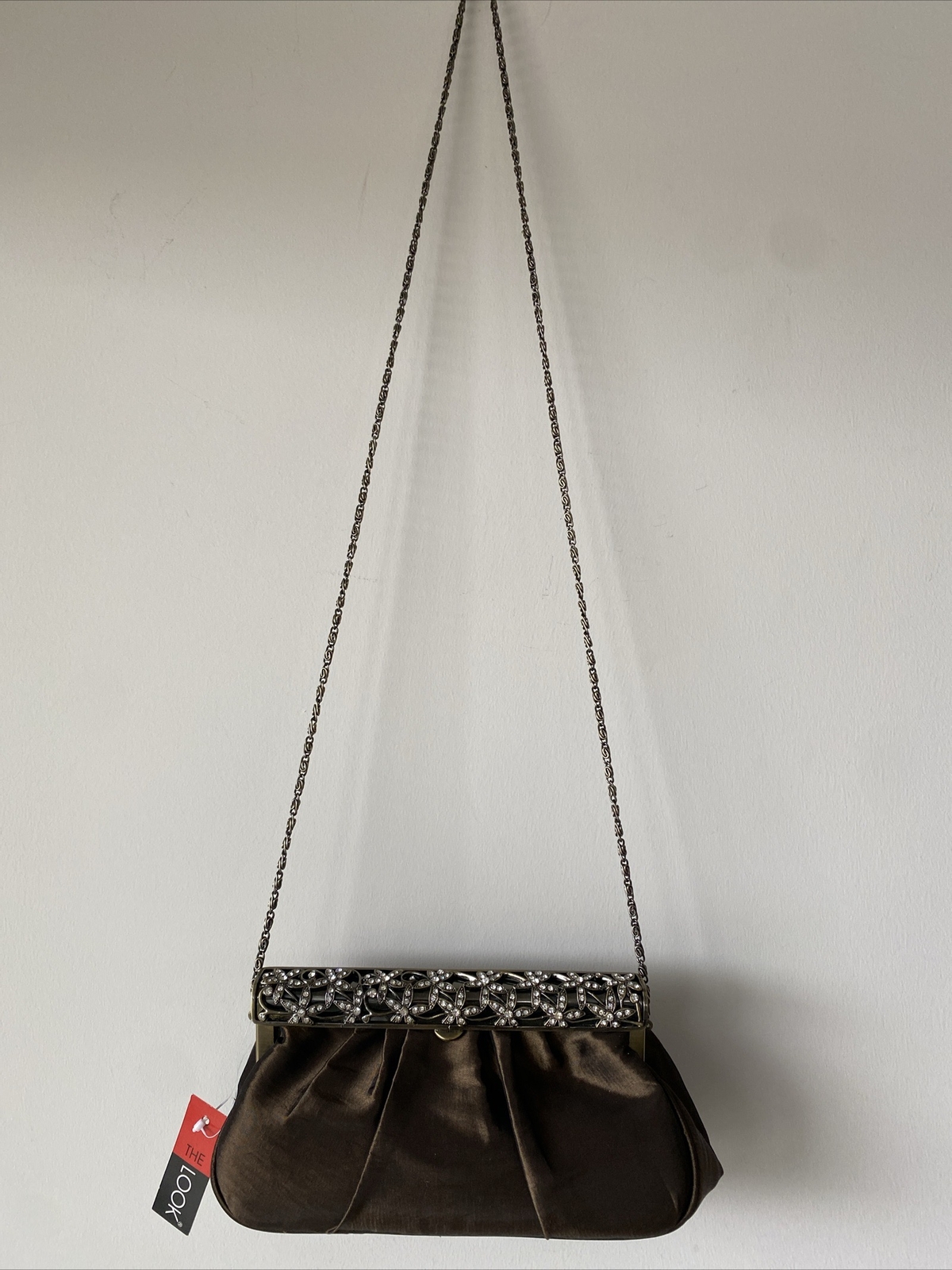 The Look Luxe Brown Rhinestone Bling Evening Bag NWT
