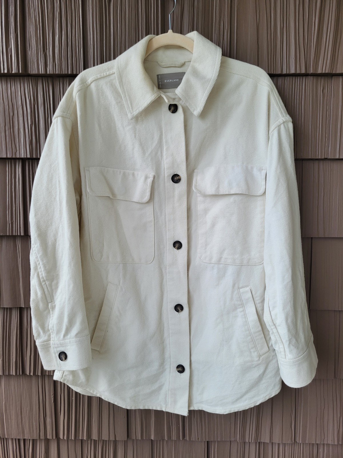 Everlane The Oversized Shirt Jacket Women XL Shacket Cream Athleisure Casual
