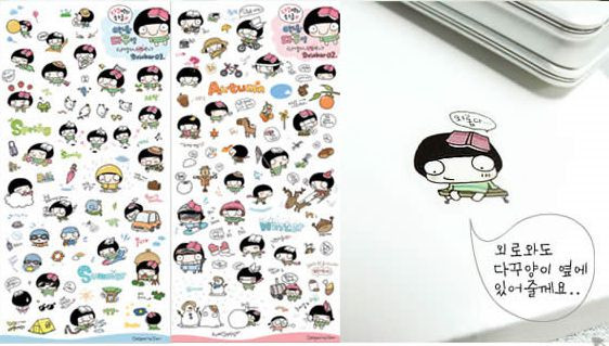 #66 Cute mushroom girl cartoon pvc stickers notebook diary decoration 6 sheets 