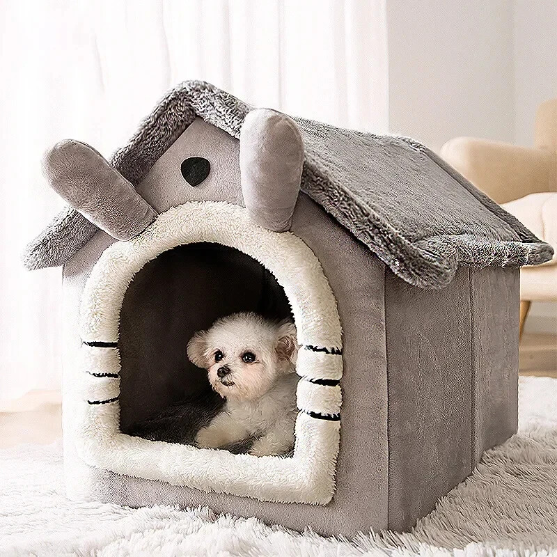 Folding Houses For Pet Dogs Cats Mattresses Puppy Baskets Winter Kennels Warm US