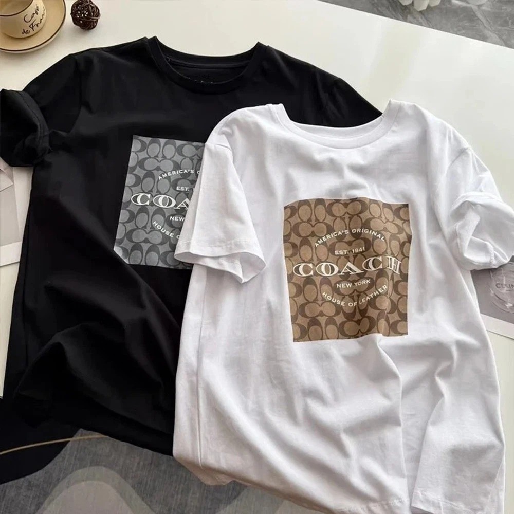 Coach Logo TShirt Set Black and White  Trendy Fashion Tee