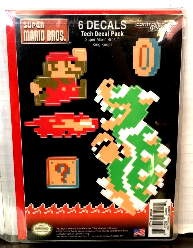 New Super Mario Bros Tech Decal Pack 6 Decals King Koopa Peel Press Play Sticker