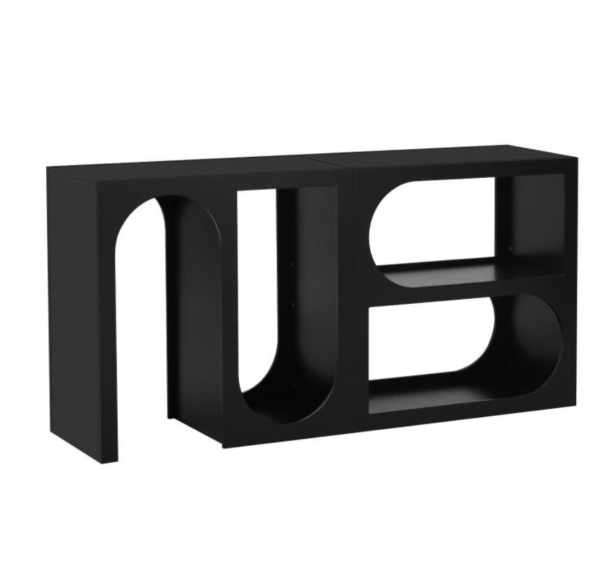 Modular Entryway Console Table with Rectangular Exterior Curved Interior Design