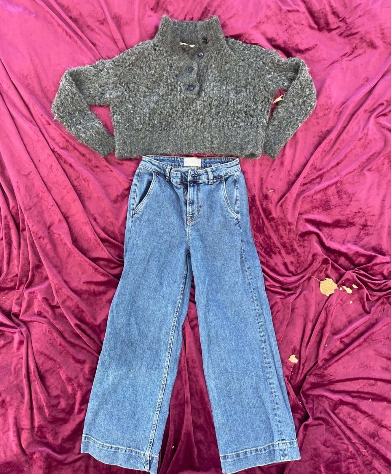 Everlane Women’s Alpaca Blend Sweater M Wide Leg Jeans 27 Bundle Capsule Outfit