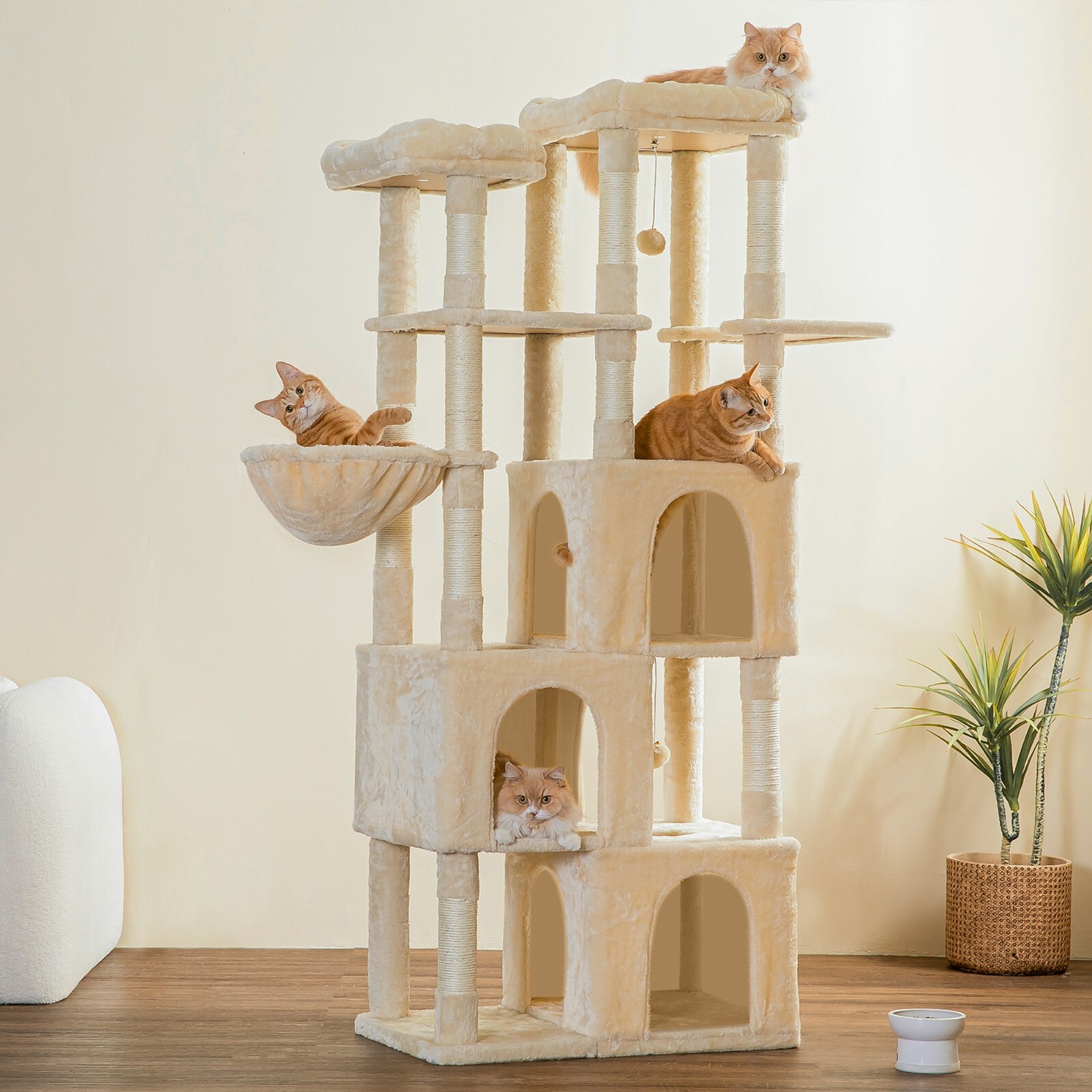 70.1'' Sturdy Cat Tree Tower Activity Center Playing House Condo For Kitty Rest.