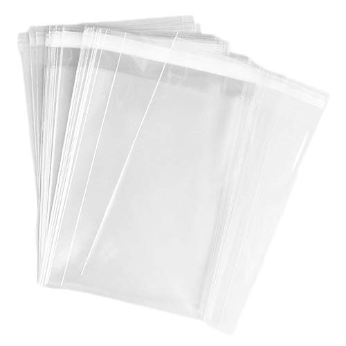 UNIQUEPACKING 100 Pcs 6 1/2 x 9 1/2 Clear Resealable Cello / Cellophane