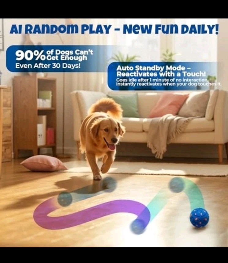 Dog Balls: Interactive Dog Ball Auto Rolling - Interactive Dog Toys for Blue