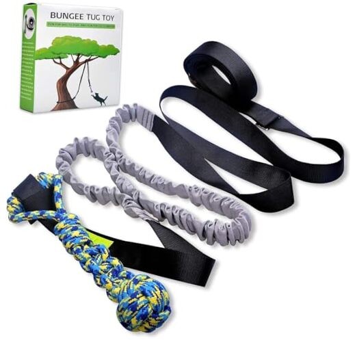  Outdoor Bungee Tug Toy, Dog Toy Hanging from Tree for Small to Large Blue