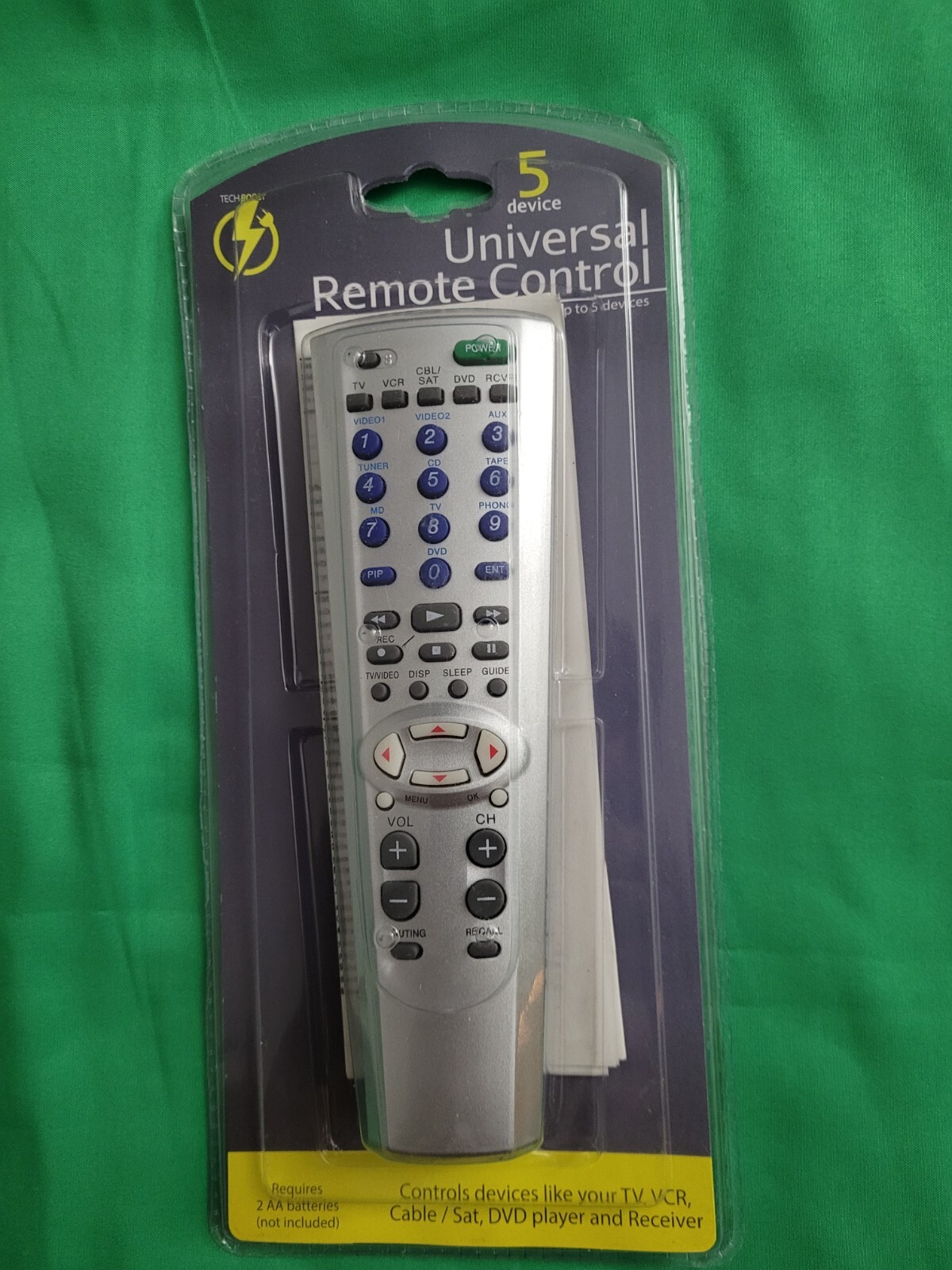Tech Boost 5 Device Universal Remote Control New Gift TV VCR Cable DVD Receiver