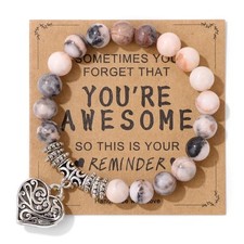 Natural Stone Inspirational Heart Shape Bracelet Gifts for Women You’re Awesome